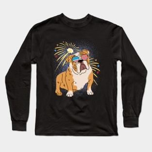 Cool Dog USA flag Patriotic 4th July independence day coolest shirt for july forth Long Sleeve T-Shirt